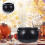 Black Cauldron Kettle Plastic Witch Kettle St Patricks Cauldron Wizard Witch Cauldron Decoration Candy Kettle Bucket 6