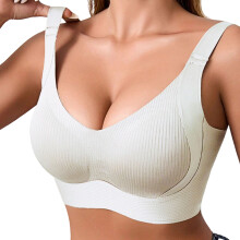 Push Up Wirefree Bra Thick Bottom Thin Top Design-White M