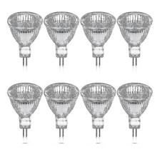 Pakke med 8 halogenpærer GU5.3 MR16 35w 12v dæmpbar - varm hvid 2800k, 400 lumen, glasafdækning