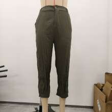 Women's Casual Cotton Linen Pants Elastic High Waist-Khaki XXL