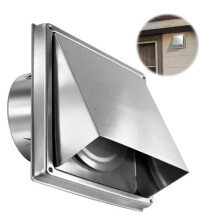 8 Inch Hooded Wall Vent with Screen and Damper for Exterior Kitchen Range Hood Dryer Ventilation, Outdoor Duct Vent-Cap