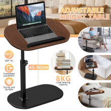 Side Table Adjustable Height Wooden Top Portable Stand