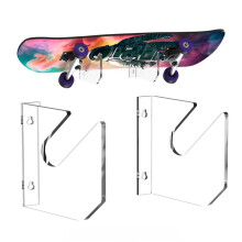 2 Pairs Skateboard Wall Mount Acrylic Skate Board Wall Holder Display Rack Indoor Floating Skateboard Storage Holder
