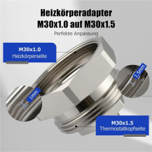 3X Radiator Adapter M30 X 1.0 to M30 X 1.5 for Oventrop Valves 1011445 - Thermostatic Valve Fine Thread Adapter