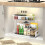 (White) Pull-Out Organizer Rack, Multi-Functional Double-Layer Sundries Storage Rack, Large Capacity Sliding Storage Rack, 4