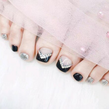 (Jelly Glue Model) Shiny Fake Toenails for Nail Art Beginners