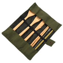 Green Wooden Outdoor Travel Portable Cutlery Set Student Environmental Protection Japanese Style Wind Wooden Cutlery Set