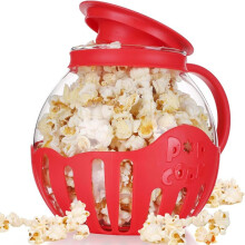 Popcorn Maker Microwave Snack Popcorn Air Poppers 2.25 Quart Popcorn Bowl Borosilicate Kitchen Accessories,Red