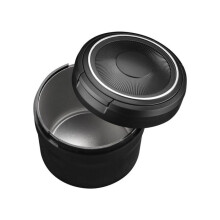 Posacenere per auto con luce LED, interno in metallo, portabicchieri senza fumo, facile da pulire, elegante coperchio dal desig