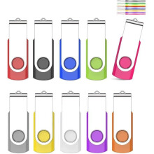 Pakke med 10 stk. 16 GB USB-minnepinner, USB 2.0 svingbare minnepinner, bærbar lagring med plugg og spill, trygg og pålitelig