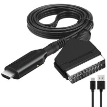 Adaptador Conversor SCART para HDMI com Cabo, Vídeo e Áudio Full HD 1080p, Entrada AV Dupla para TV e Monitor