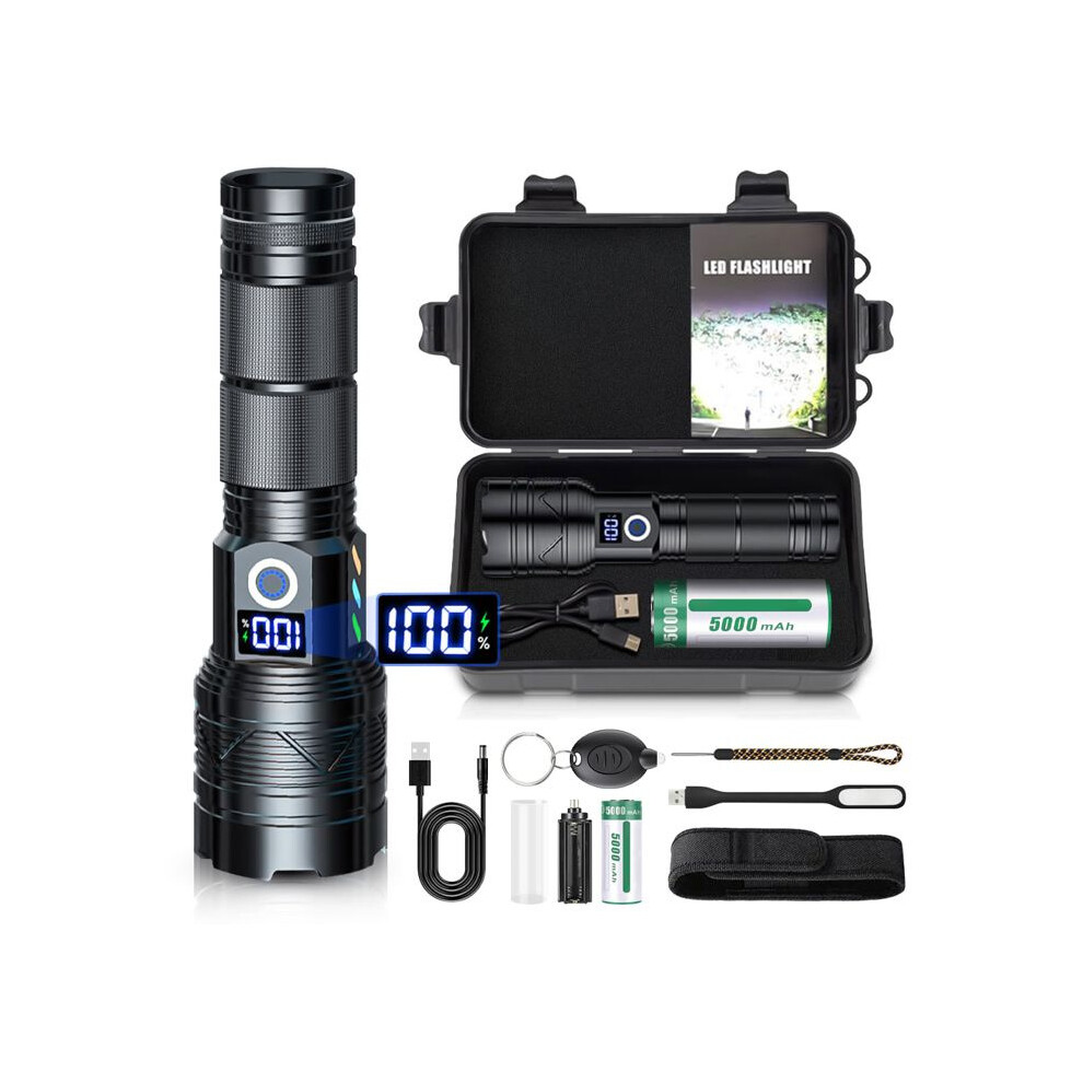 Rechargeable LED Torch, 5 Lighting Modes, Ultra Bright Flashlight for Camping, Hiking and Emergency Use