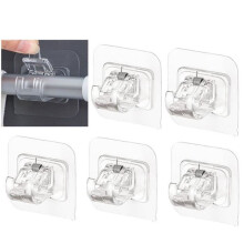 YSTP Selbstklebende Gardinenstangenhalterungen, transparente Gardinenstangenhalter ohne Bohren, 6er-Set für Fenster im Wohnberei