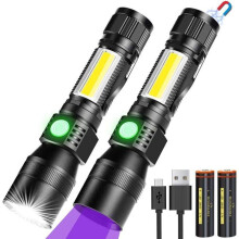 sztuki akumulatorowych latarek UV 3 w 1 395 nm 1000 lumenów, latarka COB z zoomem magnetycznym, wodoodporna IPX4, 13 cm