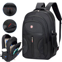 Mochila para Portatil 15,6 Polegadas, Impermeavel em Oxford, Mochila de Viagem para Trabalho e Lazer, Preta