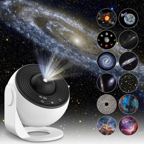Προβολέας αστεριών πλανητάριου Galaxy Night Light με 12 δίσκους φιλμ, ρεαλιστικ
