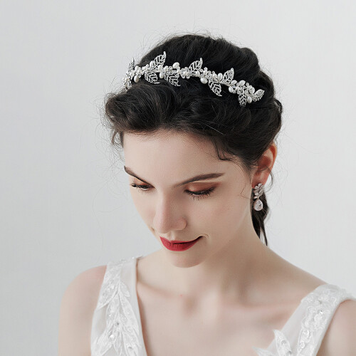 (Silver) Bride Crystal Headband Wedding Hair Accessory 1