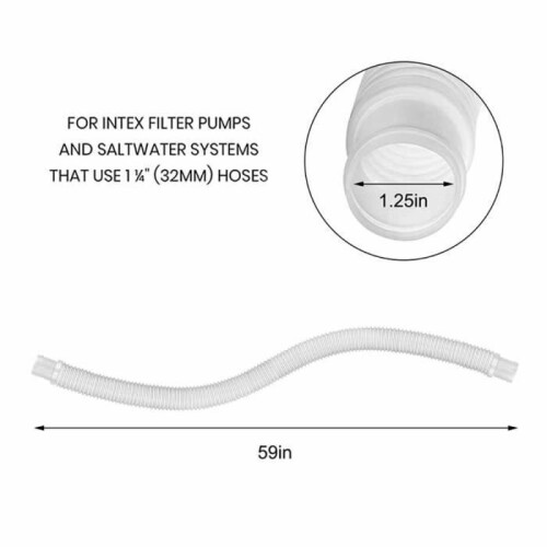 Pool Replacement Hose with Metal Clips, Flexible Polyethylene Plastic Swimming Pool Accessory for Filter Pumps 2