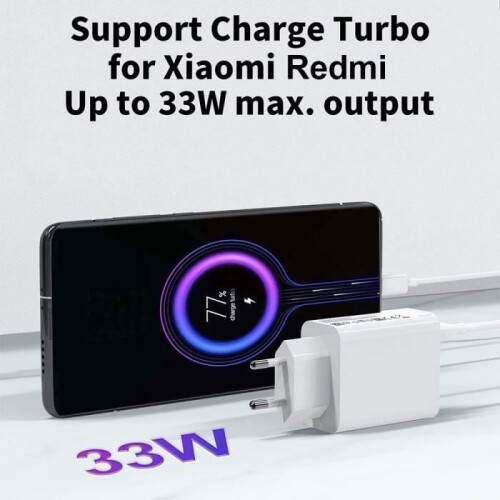 Γρήγορος φορτιστής 33W με καλώδιο USB-C 1m για Xiaomi Redmi 15C 14C 13C 5A Note 15 Pro Plus Note 2