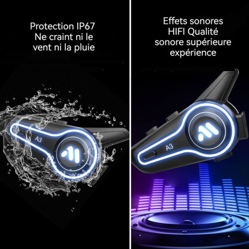 Ακουστικά Bluetooth για κράνος μοτοσικλέτας A3, πακέτο 2, ασύρματα ακουστικά 2
