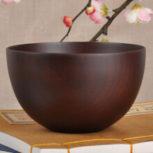 2X Japanese Style Wooden Bowls, Salad, Noodle, Fruits and Cereal Wooden Bowl Tableware, Red-Brown
