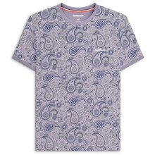 (M, Dusk/Grey) Lambretta Mens Paisley Brand Short Sleeve Crew Neck Cotton T-Shirt Top Tee