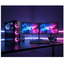 Fast Gaming PC Dual Bundle Core i5 16GB RAM 1TB+256GB SSD RTX3050 Win 11 2x22 Monitor
