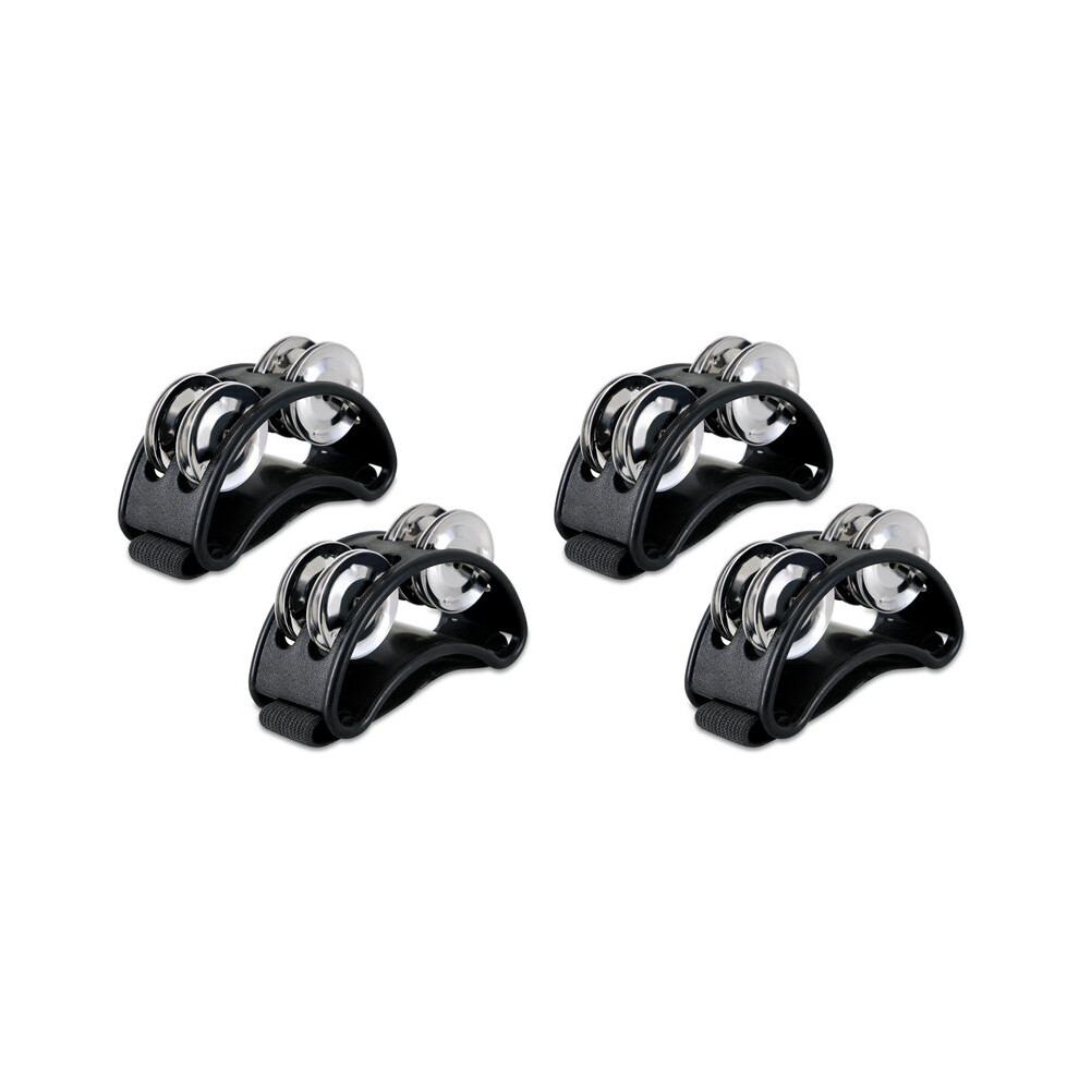 4Pcs Foot Tambourine Percussion, Musical Instrument Percussion Pedal With Steel Jingle Bells - Black 6031863633573