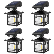4X Lanterne Murale Solaire D'Extérieur Étanche 200 Lm avec Détecteur de Mouvement et 3 Modes D'Éclairage pour Clôture