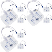 Pacote com 9 Bolsas de Cateter de 2000 ML para Homens e Mulheres. Bolsas Profissionais para Drenagem Urinária com Câmara de Gotejamento Antirrefluxo