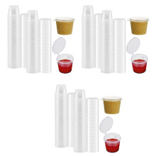 300 x 1Oz Round Food Container Pots with Lids,Hinged Sauce Pots Reusable Jelly Shot Cups Small Deli Pot Restaurants