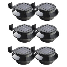 6er-Pack solarbetriebene LED-Leuchten für Dachrinnen, Zäune, Dächer, Gärten, Höfe und Wände, schwarze Ausführung