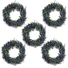 5X Artificial Wreath, Door Wreath 17 Inch Lavender Spring Wreath Round Wreath for the Front Door, Home Decor