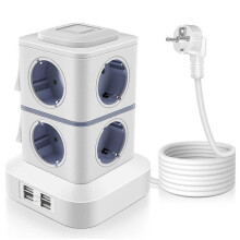 Power Strip Tower, Surge Protector with 8 Outlets and 4 USB Ports, 2500W USB Power Strip with Switch
