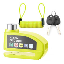 Scheibenbremsschloss mit Alarm, für Fahrräder, Elektroroller, Motorräder usw., Gelb (Sicherheitskabel inklusive)