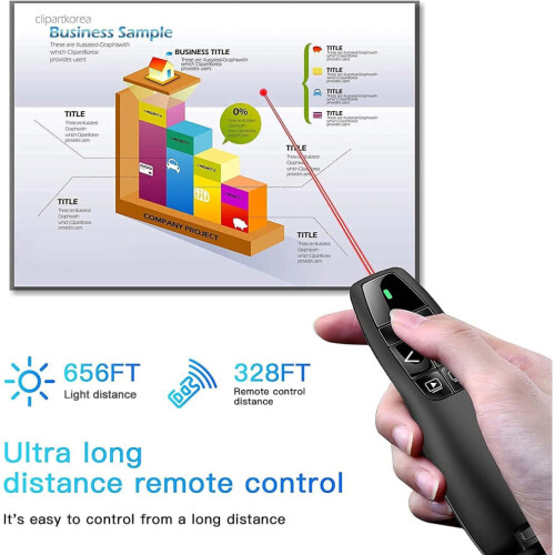 Presentation Clicker Pointer, 328FT Wireless Presenter Remote PPT PowerPoint Clicker, 2.4GHz Presentation Pointer Slide Advancer for Mac, La 1