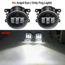 (White)Compatible 2 Pieces Angel Eye Fog Light Assembly For Ford Fiesta 2001-2015 Car Front Bumper LED