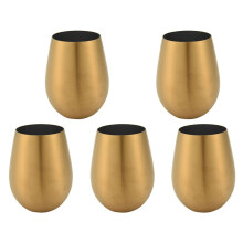 5X 500Ml Beer Wine Cup Beer Tumbler Cocktail Juice Milk Cup Metal Drinking Mug Gold