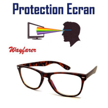 Lunettes Wayfarer marron haut de gamme avec protection anti-lumière bleue/écran LED et protection UV400.
