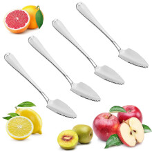 Grapefruitlöffel-Set, 4-teilig, Edelstahl, gezahnt, zum Essen von Früchten