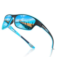 Lunettes de soleil polarisées pour homme – Idéales pour le cyclisme, les sports de plein air et la conduite. Bleues, résistantes à la