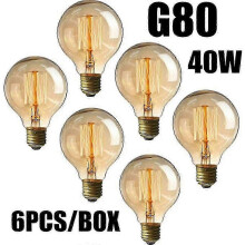 Balení 6 vintage žárovek Edison G80 E27 4W, teplá bílá, 220V, edice 0621