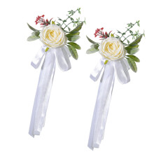 Elegant Wedding Chair Back Flower Decoration with Satined-White