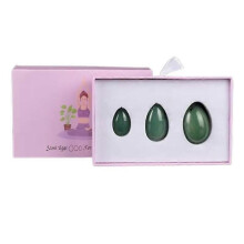 Jade Egg Übungsset für Frauen, 3-teiliger grüner Kegel-Trainer für Beckenboden- und PC-Muskulatur
