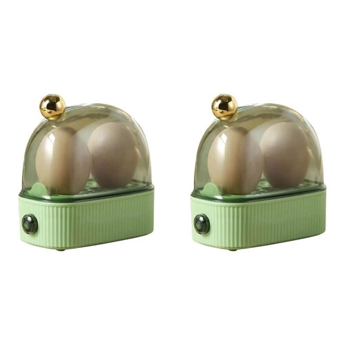 2X Electric Egg Boiler Automatic Cooker Rapid Egg Boiler Breakfast Machine Egg Cooker 2 Eggs EU Plug Green
