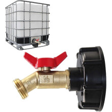 Kompatibel mit IBC-Tank-Wasserhahnadapter – 1/2"-Anschluss für Abfluss, Gartenschlauch und Wasserspeichertanks