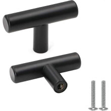 Schrankknöpfe, 10 Stück, schwarze Edelstahl-Schranktürgriffe, Vintage-Schubladenknöpfe mit Schrauben für Kommoden