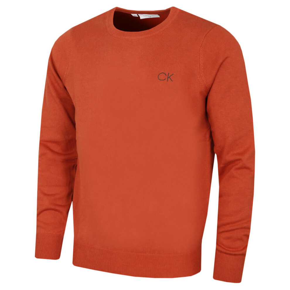 Calvin Klein (Xl, Orange) Mens 2026 Durable Comfort Crew Neck Tour Golf Sweater
