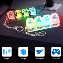 4 Stück Tastatur-Fidget-Toy, Lauter und Leiser Fidget-Schlüsselanhänger mit LED-Leuchten, Stressabbau-Clicker-Fidget-Tastatur