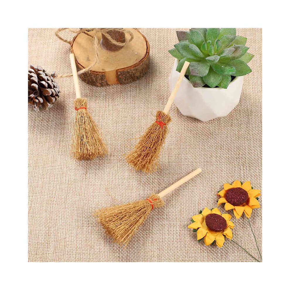 200Pcs Miniature Artificial Straw Brooms With Red Ropes Halloween Straw Dollhouse Decoration 6033080709918